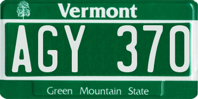 VT license plate AGY370