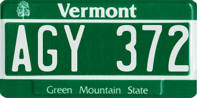 VT license plate AGY372