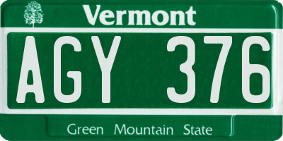 VT license plate AGY376