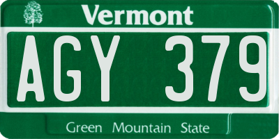 VT license plate AGY379