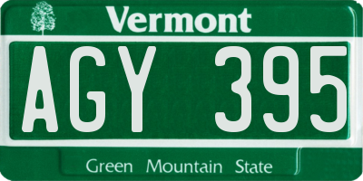VT license plate AGY395
