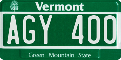 VT license plate AGY400