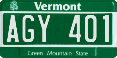 VT license plate AGY401