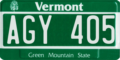 VT license plate AGY405