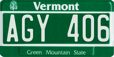 VT license plate AGY406