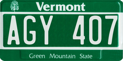 VT license plate AGY407