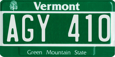 VT license plate AGY410