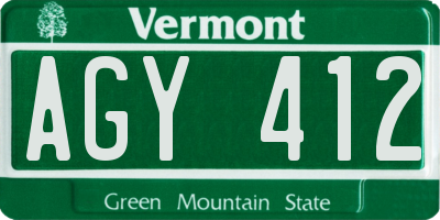 VT license plate AGY412