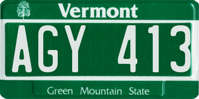 VT license plate AGY413