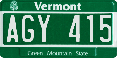 VT license plate AGY415