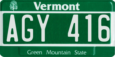 VT license plate AGY416
