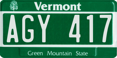 VT license plate AGY417