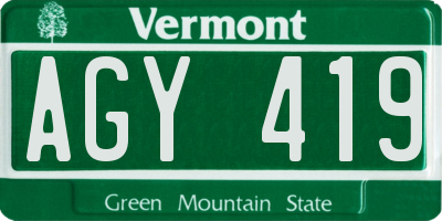 VT license plate AGY419