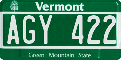 VT license plate AGY422