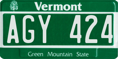 VT license plate AGY424