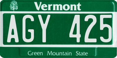 VT license plate AGY425
