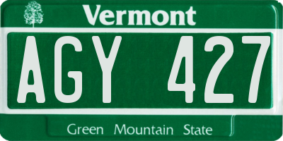 VT license plate AGY427