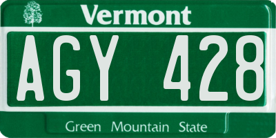 VT license plate AGY428