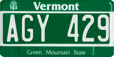 VT license plate AGY429