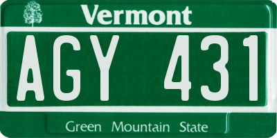 VT license plate AGY431