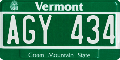 VT license plate AGY434