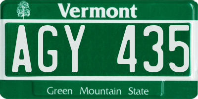 VT license plate AGY435