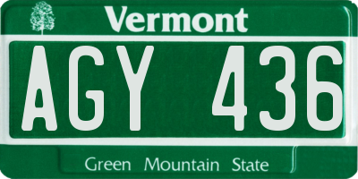 VT license plate AGY436