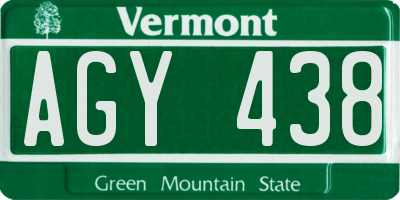 VT license plate AGY438