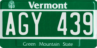 VT license plate AGY439