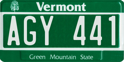 VT license plate AGY441