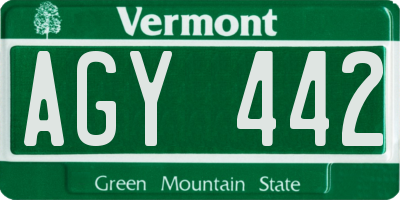 VT license plate AGY442