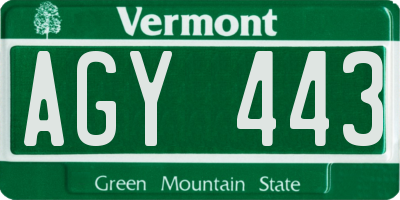 VT license plate AGY443