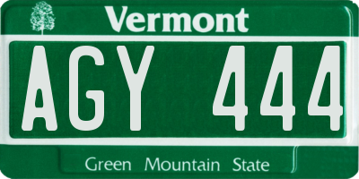 VT license plate AGY444
