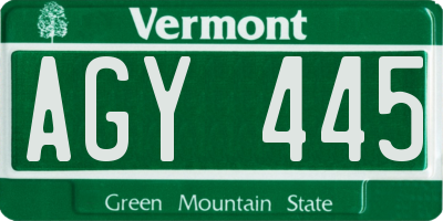 VT license plate AGY445