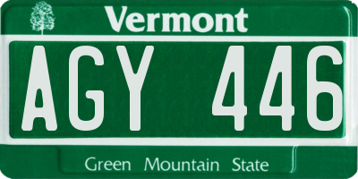 VT license plate AGY446