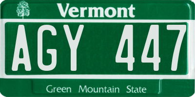 VT license plate AGY447