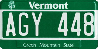 VT license plate AGY448