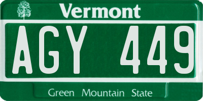 VT license plate AGY449