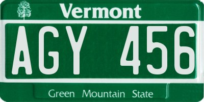 VT license plate AGY456