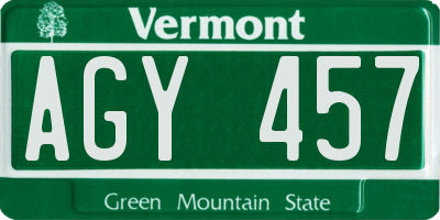 VT license plate AGY457