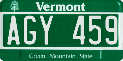 VT license plate AGY459