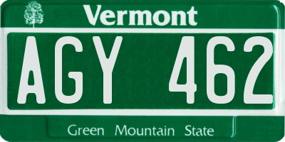 VT license plate AGY462