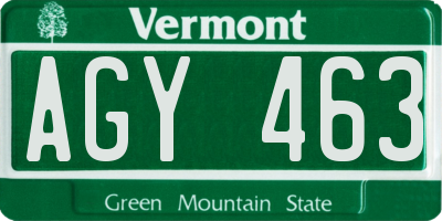 VT license plate AGY463