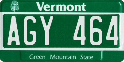 VT license plate AGY464