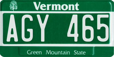 VT license plate AGY465