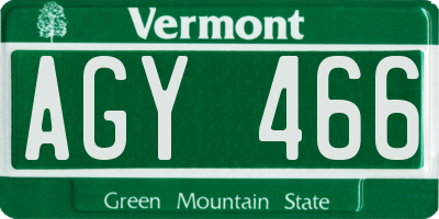 VT license plate AGY466