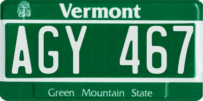 VT license plate AGY467