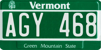 VT license plate AGY468