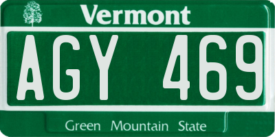 VT license plate AGY469