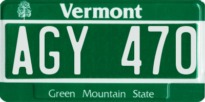 VT license plate AGY470